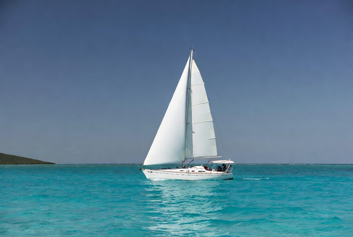Sailboat on turquoise water